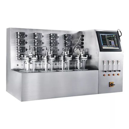 system wielu równoległych szklanych bioreaktorów fermentacyjnych